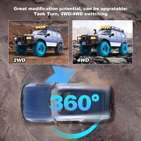 EAZYRC FMS FCX10 LC80 1/10 Brushless RC Crawler, Official Toyota Licensed RC Rock Crawler 4x4, High Torque 1/10 Brushless RC Truck with 2-Speed Transmission, Professional Brushless RC Car for Adult in Kuwait