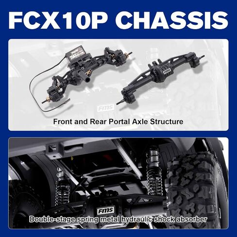 EAZYRC FMS FCX10 LC80 1/10 Brushless RC Crawler, Official Toyota Licensed RC Rock Crawler 4x4, High Torque 1/10 Brushless RC Truck with 2-Speed Transmission, Professional Brushless RC Car for Adult in Kuwait