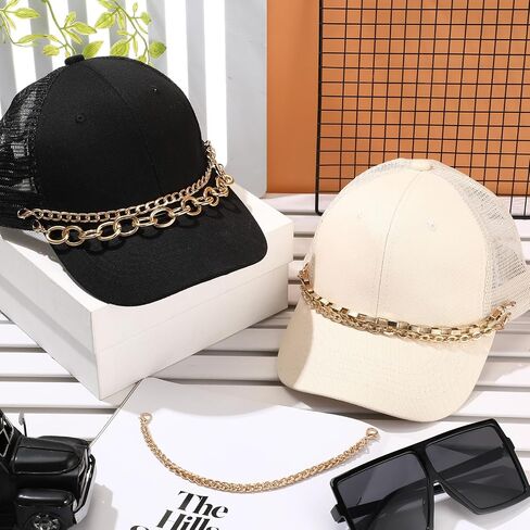 Tondiamo 5 PCS Trucket Hat Chains Bill Decoration for Women Man Metal Chains Bulk Trucket Hat Charms DIY Mesh Baseball Cap Cap Accessories styles styles (Gold ، Pearl) in Kuwait