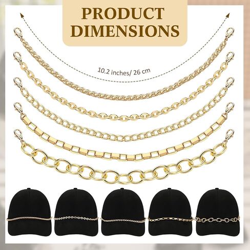 Tondiamo 5 PCS Trucket Hat Chains Bill Decoration for Women Man Metal Chains Bulk Trucket Hat Charms DIY Mesh Baseball Cap Cap Accessories styles styles (Gold ، Pearl) in Kuwait