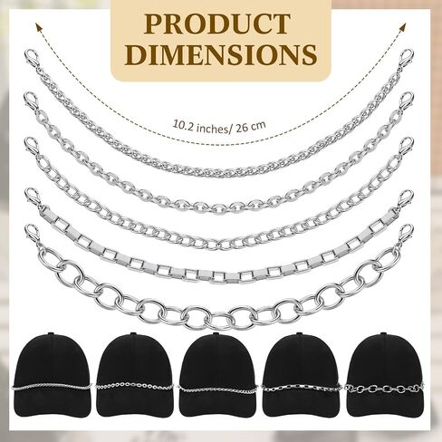 Tondiamo 5 PCS Trucket Hat Chains Bill Decoration for Women Man Metal Chains Bulk Trucket Hat Charms DIY Mesh Baseball Cap Cap Accessories styles styles (Gold ، Pearl) in Kuwait