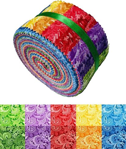 نسيج لفة الهلام - 20 مطبوعات زهرية متنوعة ، قطن 100 ٪ ، 40 شرائط مسبقة (2.5 × 44 بوصة) للخياطة والخياطة ， ضوء القمر الأزرق in Kuwait