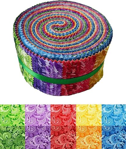 نسيج لفة الهلام - 20 مطبوعات زهرية متنوعة ، قطن 100 ٪ ، 40 شرائط مسبقة (2.5 × 44 بوصة) للخياطة والخياطة ， ضوء القمر الأزرق in Kuwait