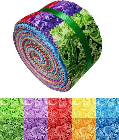 نسيج لفة الهلام - 20 مطبوعات زهرية متنوعة ، قطن 100 ٪ ، 40 شرائط مسبقة (2.5 × 44 بوصة) للخياطة والخياطة ， ضوء القمر الأزرق in Kuwait