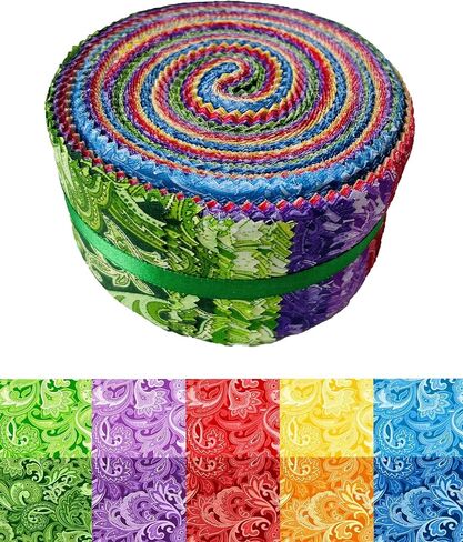 نسيج لفة الهلام - 20 مطبوعات زهرية متنوعة ، قطن 100 ٪ ، 40 شرائط مسبقة (2.5 × 44 بوصة) للخياطة والخياطة ， ضوء القمر الأزرق in Kuwait