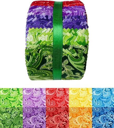 نسيج لفة الهلام - 20 مطبوعات زهرية متنوعة ، قطن 100 ٪ ، 40 شرائط مسبقة (2.5 × 44 بوصة) للخياطة والخياطة ， ضوء القمر الأزرق in Kuwait