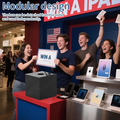 MOOFI Suggestion Box with Lock, Acrylic Ballot Box with Locking Casters, Floor Standing Donation Box for Charity, Voting, Church & Event Fundraising, 13.78"x13.78"x13.78", Black in Kuwait