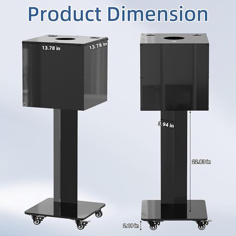 MOOFI Suggestion Box with Lock, Acrylic Ballot Box with Locking Casters, Floor Standing Donation Box for Charity, Voting, Church & Event Fundraising, 13.78"x13.78"x13.78", Black in Kuwait