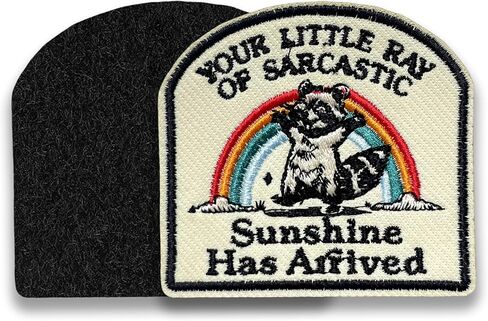 Your Little Ray of Sarcastic Sunshine Has Arrived Patch 3 Inches Raccoon Funny Iron On/Sew On Embroidery Fabric Applique Patches for Trucker Hats Clothes Backpack DIY Accessories Friends Mom Gifts in Kuwait