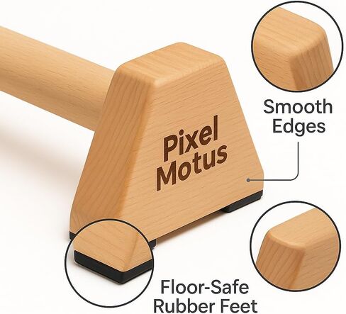 Wooden Parallettes Bars Calisthenics Push Up Bars for Handstand Dips & Balance Training Solid Wood Pushup Handles Non Slip Feet Set of 2 in Saudi Arabia