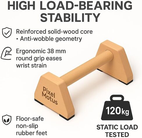 Wooden Parallettes Bars Calisthenics Push Up Bars for Handstand Dips & Balance Training Solid Wood Pushup Handles Non Slip Feet Set of 2 in Saudi Arabia
