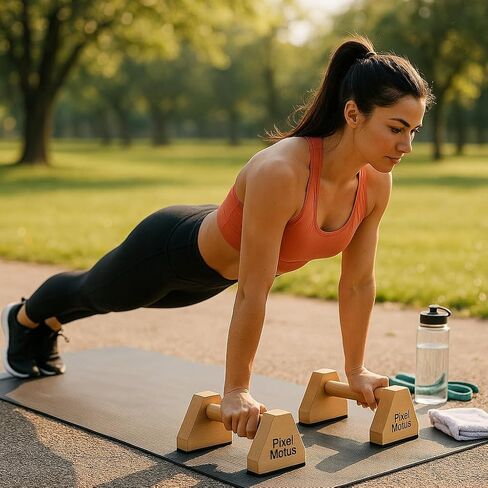 Wooden Parallettes Bars Calisthenics Push Up Bars for Handstand Dips & Balance Training Solid Wood Pushup Handles Non Slip Feet Set of 2 in Saudi Arabia