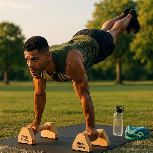 Wooden Parallettes Bars Calisthenics Push Up Bars for Handstand Dips & Balance Training Solid Wood Pushup Handles Non Slip Feet Set of 2 in Saudi Arabia