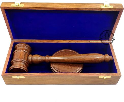 Premium Sturdy Handcrafted Masonic Presentation Gavel Boxed Set Blue Polished Wooden Gavel and Sound Block Box Set by Lotus International in Saudi Arabia
