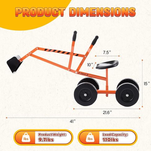 Albott Kids Ride-On Sand Digger Excavator Toy with 8-Inch Wheels in Saudi Arabia