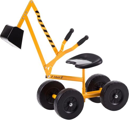 ALBOTT Ride on Sand Digger Excavator Toys تعمل رافعة مع عجلات 8 بوصات ومقعد دوران 360 درجة (برتقالي) in Kuwait