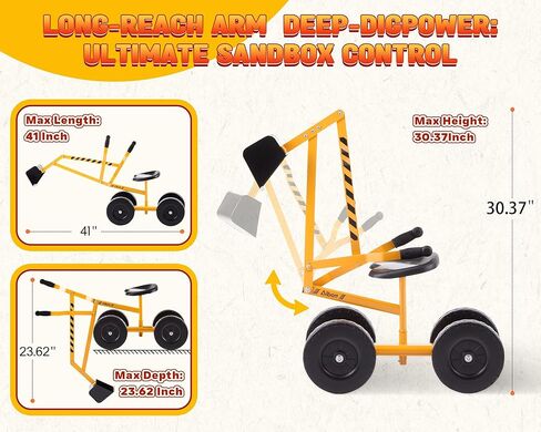 ALBOTT Ride on Sand Digger Excavator Toys تعمل رافعة مع عجلات 8 بوصات ومقعد دوران 360 درجة (برتقالي) in Kuwait