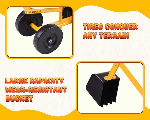 ALBOTT Ride on Sand Digger Excavator Toys تعمل رافعة مع عجلات 8 بوصات ومقعد دوران 360 درجة (برتقالي) in Kuwait