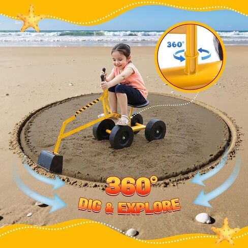 ALBOTT Ride on Sand Digger Excavator Toys تعمل رافعة مع عجلات 8 بوصات ومقعد دوران 360 درجة (برتقالي) in Kuwait