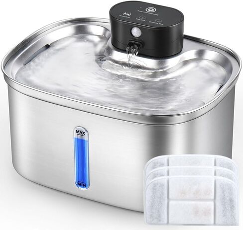 Cat Water Fountain Cordless, 169oz/5L Wireless Smart Pet Water Fountain with 5000mAh Battery & Ultra Quiet Pump, Stainless Steel Automatic Pet Water Dispenser for Cats & Dogs in Kuwait