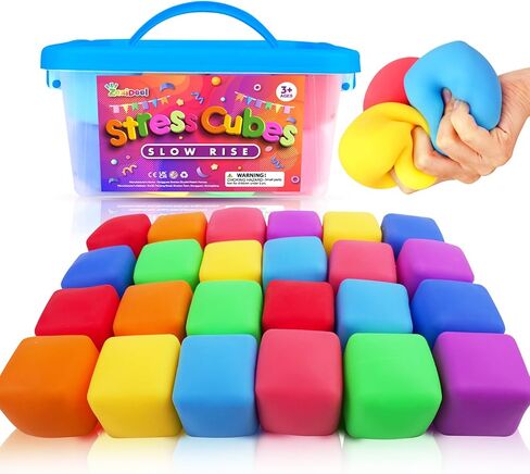 50 Pack Slow Rising Stress Cube: Stretchy Fidget Toys for Anxiety Relief, Large Size Squishy Cube, Pull Stretch Fidgets for Classroom Prize, Classroom Reward for Student (2 Inches) in Kuwait