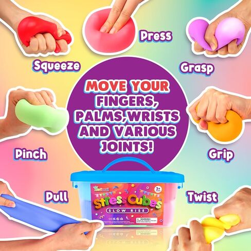 50 Pack Slow Rising Stress Cube: Stretchy Fidget Toys for Anxiety Relief, Large Size Squishy Cube, Pull Stretch Fidgets for Classroom Prize, Classroom Reward for Student (2 Inches) in Kuwait