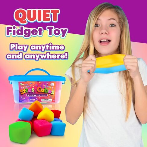 50 Pack Slow Rising Stress Cube: Stretchy Fidget Toys for Anxiety Relief, Large Size Squishy Cube, Pull Stretch Fidgets for Classroom Prize, Classroom Reward for Student (2 Inches) in Kuwait