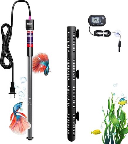 MQ Submersible Aquarium Heater Auto Thermostat, 500W Fish Tank Heater with LCD Digital Aquarium Thermometer, Shatter-Proof and Blast-Proof in Saudi Arabia