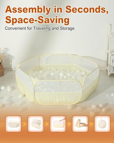 Foldable Ball Pit for Toddlers, Large Pop Up Ball Pits Kids Play Tent Crawl Playpen Ball Pool Playhouse Playpen with Storage Bag, for Boys Girls Dogs Cats Ferrets Indoor Outdoor, Dark Gray in Kuwait