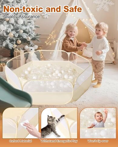 Foldable Ball Pit for Toddlers, Large Pop Up Ball Pits Kids Play Tent Crawl Playpen Ball Pool Playhouse Playpen with Storage Bag, for Boys Girls Dogs Cats Ferrets Indoor Outdoor, Dark Gray in Kuwait