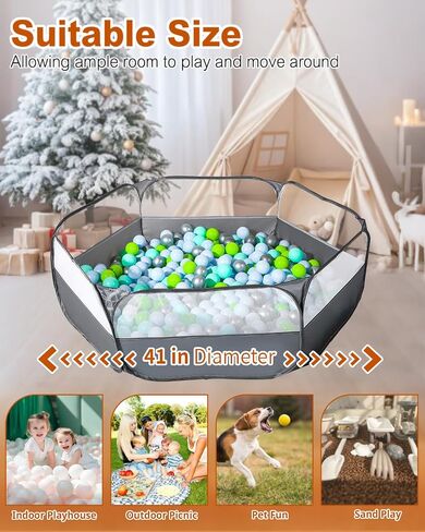 Foldable Ball Pit for Toddlers, Large Pop Up Ball Pits Kids Play Tent Crawl Playpen Ball Pool Playhouse Playpen with Storage Bag, for Boys Girls Dogs Cats Ferrets Indoor Outdoor, Dark Gray in Saudi Arabia