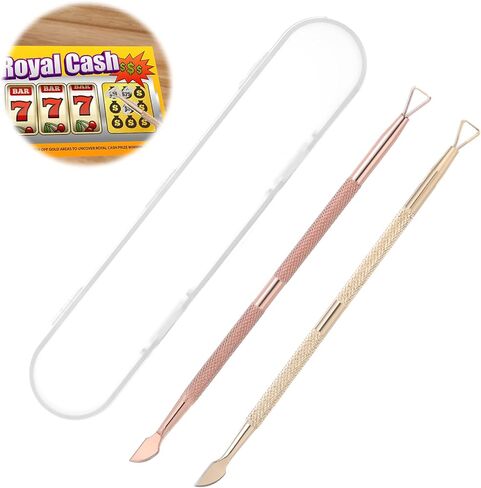 2PCS Tickety Ticket Scratcher Tool ، Metal Lottery Scratcher ، Scratch Off Tool ، Lotto Scratcher Label Scriping for Lottery ، Tool Multi-Use Tool for Tickets Stickers Films (Rainbow ، Gold) in Kuwait