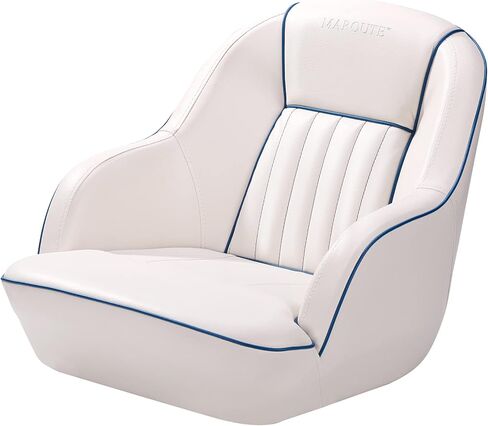 Captain Bucket Seat, Pontoon Boat Seats with Thickened Sponge Padding&Curved Armrest, High Back Boat Captain Chair Injection Molded Plastic Frame Boat Captains Chairs for Standard Mounting Bolt in Kuwait