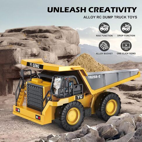 Remote Control Excavator Toy, Rechargeable 11 Channel 2.4Ghz RC Construction Vehicles with Metal Shovel for Kids, 680° Rotation with Lights and Sound - 1/20 Scale Digger for Boys 6-12 in Saudi Arabia