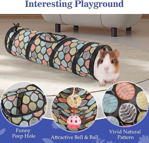 Pawaboo Small Pet Straight Tunnel, 60cm Long, Tear Resistant Cloth, Suitable for Hamsters, Guinea Pigs, Rabbits, Ferrets in Saudi Arabia