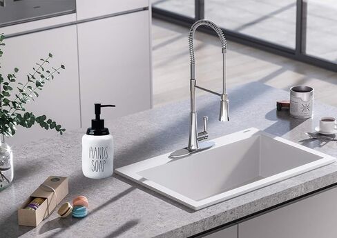 Ceramic Hands Soap Dispenser – Farmhouse Style Liquid Dispenser Bottles, Perfect for Kitchen Counter or Kitchen Sink Décor (16oz, White Bottles with Black Pump and Lettering) in Saudi Arabia