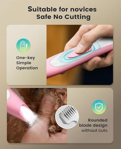 oneisall Dog Paw Trimmer with LED Light, Paw Trimmer for Dogs 20 mm Widen Blade, Pet Paw Trimmer 35 dB Low Noise, Cordless Dog Trimmer for Paws, Paw Hair Trimmer Pad Trimmer for Small Dogs Cats Pets in Kuwait
