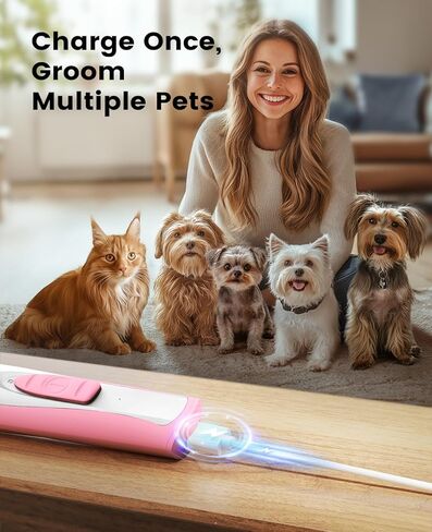 oneisall Dog Paw Trimmer with LED Light, Paw Trimmer for Dogs 20 mm Widen Blade, Pet Paw Trimmer 35 dB Low Noise, Cordless Dog Trimmer for Paws, Paw Hair Trimmer Pad Trimmer for Small Dogs Cats Pets in Kuwait