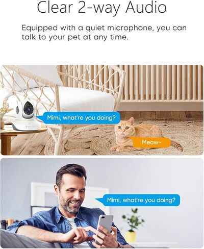 VSTARCAM 3MP Cat Camera, 2.4G WiFi Interactive Cat Toys with Camera, Cat Camera with Phone App, IR Night Vision, Motion Detection, 2-Way Audio, Pet & Cat Monitor Camera in Kuwait