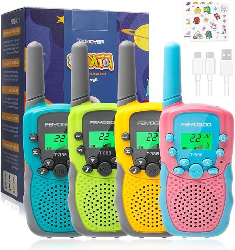 FAYOGOO 3 Pack Walkie Talkies for Kids Long Range 2 Miles,Rechargeable Kids Walkie Talkies with Flashlight,Built-in Battery,Toys Gifts for 3-12 Year Old Boys Girls, Christmas Birthday Gifts in Saudi Arabia