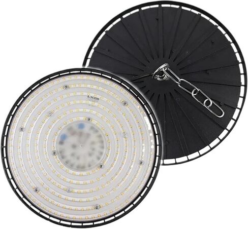 100/150/200 واط 220 فولت أضواء خليج عالية UFO LED أضواء دافئة/بيضاء مستودع أضواء المرآب إضاءة صناعية فائقة السطوع ساخنة (150 واط ، ضوء دافئ 200-265 فولت) in Kuwait