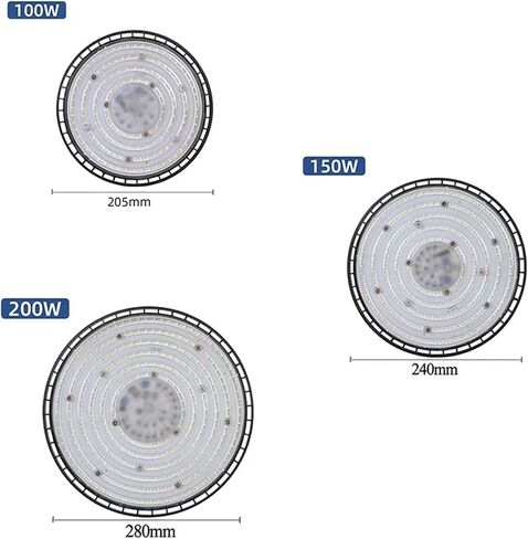 100/150/200 واط 220 فولت أضواء خليج عالية UFO LED أضواء دافئة/بيضاء مستودع أضواء المرآب إضاءة صناعية فائقة السطوع ساخنة (150 واط ، ضوء دافئ 200-265 فولت) in Kuwait