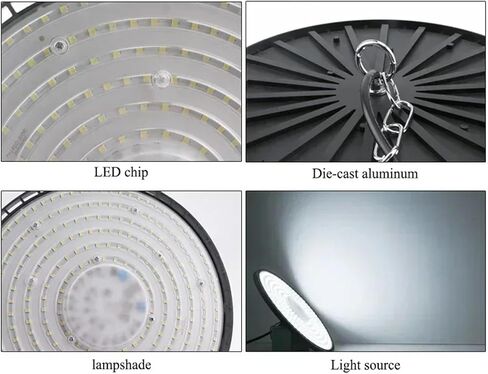 100/150/200 واط 220 فولت أضواء خليج عالية UFO LED أضواء دافئة/بيضاء مستودع أضواء المرآب إضاءة صناعية فائقة السطوع ساخنة (150 واط ، ضوء دافئ 200-265 فولت) in Kuwait
