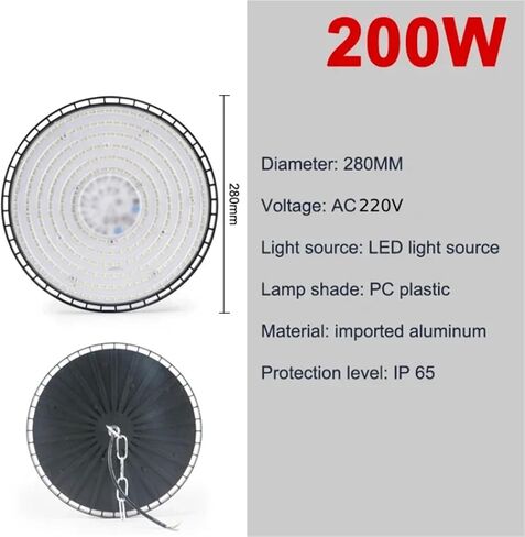 100/150/200 واط 220 فولت أضواء خليج عالية UFO LED أضواء دافئة/بيضاء مستودع أضواء المرآب إضاءة صناعية فائقة السطوع ساخنة (150 واط ، ضوء دافئ 200-265 فولت) in Kuwait