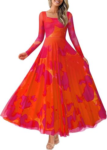 BTFBM Women Maxi Dress Fall 2025 Fashion Elegant Long Square Neck Ploral Party Party Club Dresses Guest Dresses in Saudi Arabia