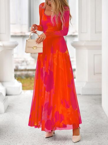BTFBM Women Maxi Dress Fall 2025 Fashion Elegant Long Square Neck Ploral Party Party Club Dresses Guest Dresses in Saudi Arabia