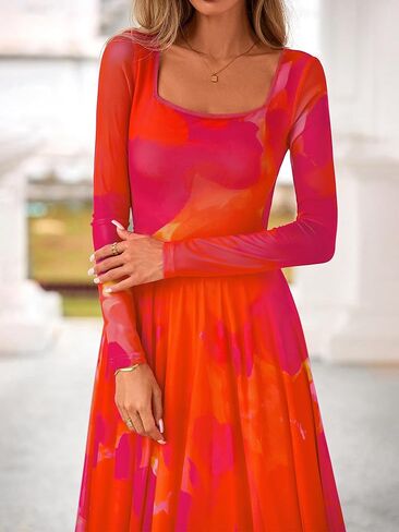 BTFBM Women Maxi Dress Fall 2025 Fashion Elegant Long Square Neck Ploral Party Party Club Dresses Guest Dresses in Saudi Arabia