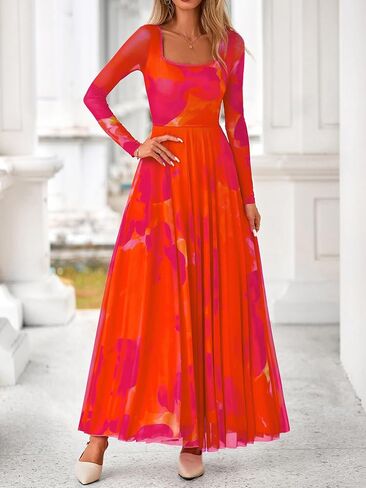 BTFBM Women Maxi Dress Fall 2025 Fashion Elegant Long Square Neck Ploral Party Party Club Dresses Guest Dresses in Saudi Arabia