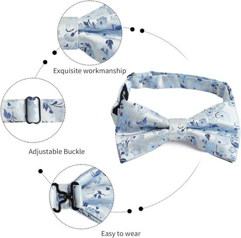 Alizeal Mens Floral Pattern Pre-tied Bow Tie, Pocket Square and Cufflinks Set in Kuwait