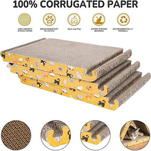 لوحة خدش Catism Cat Screather Cat - قابلة للطي - 6 جوانب قابلة للاستعمال للقطط للقطط الداخلية ، والكرتونية القابلة لإعادة التدوير القابلة لإعادة التدوير العمودية (حزمة 3) in Kuwait